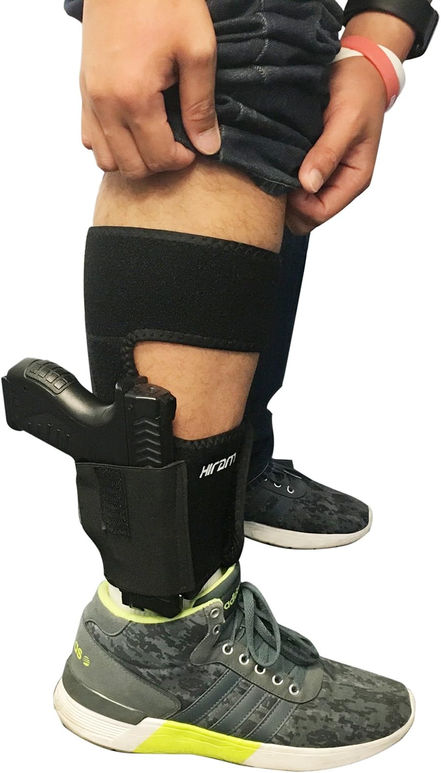 HIRAM Ankle Holster with Magazine Pouch Concealed Carry Gun Holsters Ruger LCP 380, Sig P238, Kimber Solo, S&W M&P Shield 9mm, Glock 26, Glock 27, Glock 30, Glock 42, Glock 43, Glock 36, LC9, xds 45