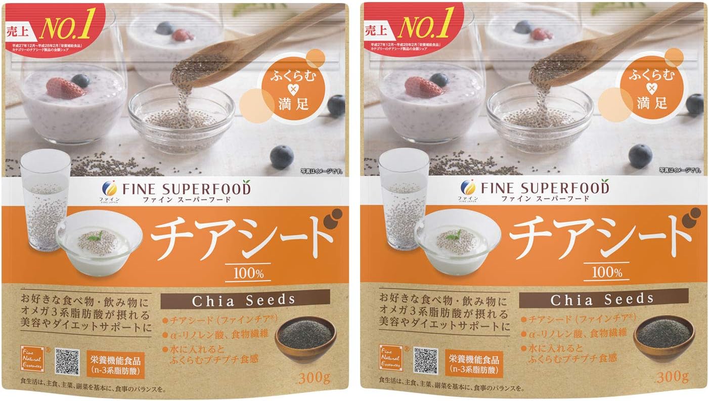 Amazon ファイン スーパーフード チアシード300g Usda オーガニック 認証済み オメガ3脂肪酸 A リノレン酸 食物繊維など含有 国内生産 1日10g 300g入 2個セット ファイン Fine Japan チアシード