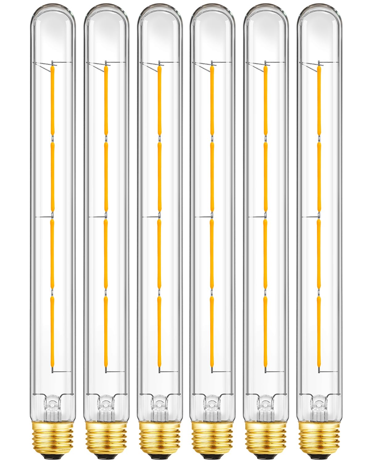 Photo 1 of LVYE LED Tubular Light Bulbs,E26 Dimmable Long Led Bulbs,6W Equal 60 Watt, 3000K Soft White,11.8in Led Edison Tube Bulb,T10 Clear Glass Cover,6Pack.