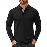 COOFANDY Mens Long Sleeve Polo Shirts Cotton Collared Shirts Casual Business Polo Classic Golf T Shirts