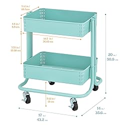 ECR4Kids 2-Tier Metal Rolling Utility Cart - Under