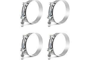 QWORK 2.75" T-Bolt Hose Clamp Stainless Steel, Working Range 76mm-84mm for 2.75" Hose ID, Turbo Intake Intercooler Clamp, 4 P