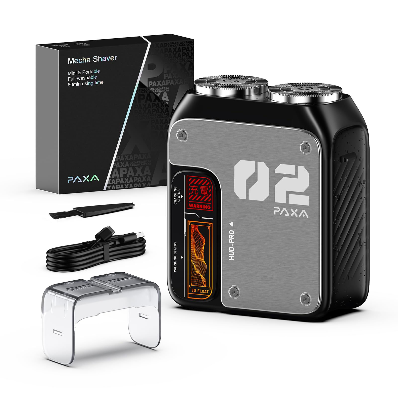 PAXA T01 Rasierer Herren Elektrisch,9000 U/Min Kompakter Elektrorasierer,IPX7 Rotationsrasierer Mini Rasierer Herren Nass-&Trockenrasur,Magnetische Kappe,USB-C Aufladbar Für Zuhause,Auto,Reise,Grigio
