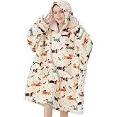 Mewkou Wearable Blanket Hoodie for Kids Oversized Sherpa Blanket Hoodie for Kids Boys Girls Teens 6-13YR,Dachshund