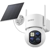 aosu T2 Dual-Lens 3K Telephoto 360&deg; PTZ Wireless Outdoor Security Camera | 8x Hybrid Zoom, 360&deg; Auto Tracking, All-Day Snapshots, Solar-Powered, Color Night Vision，AI Detection