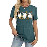 LIXHULT Halloween Fall T Shirt for Women Spooky Season Cute Bear Ghost Pumpkin Graphic Crewneck Tee Tops