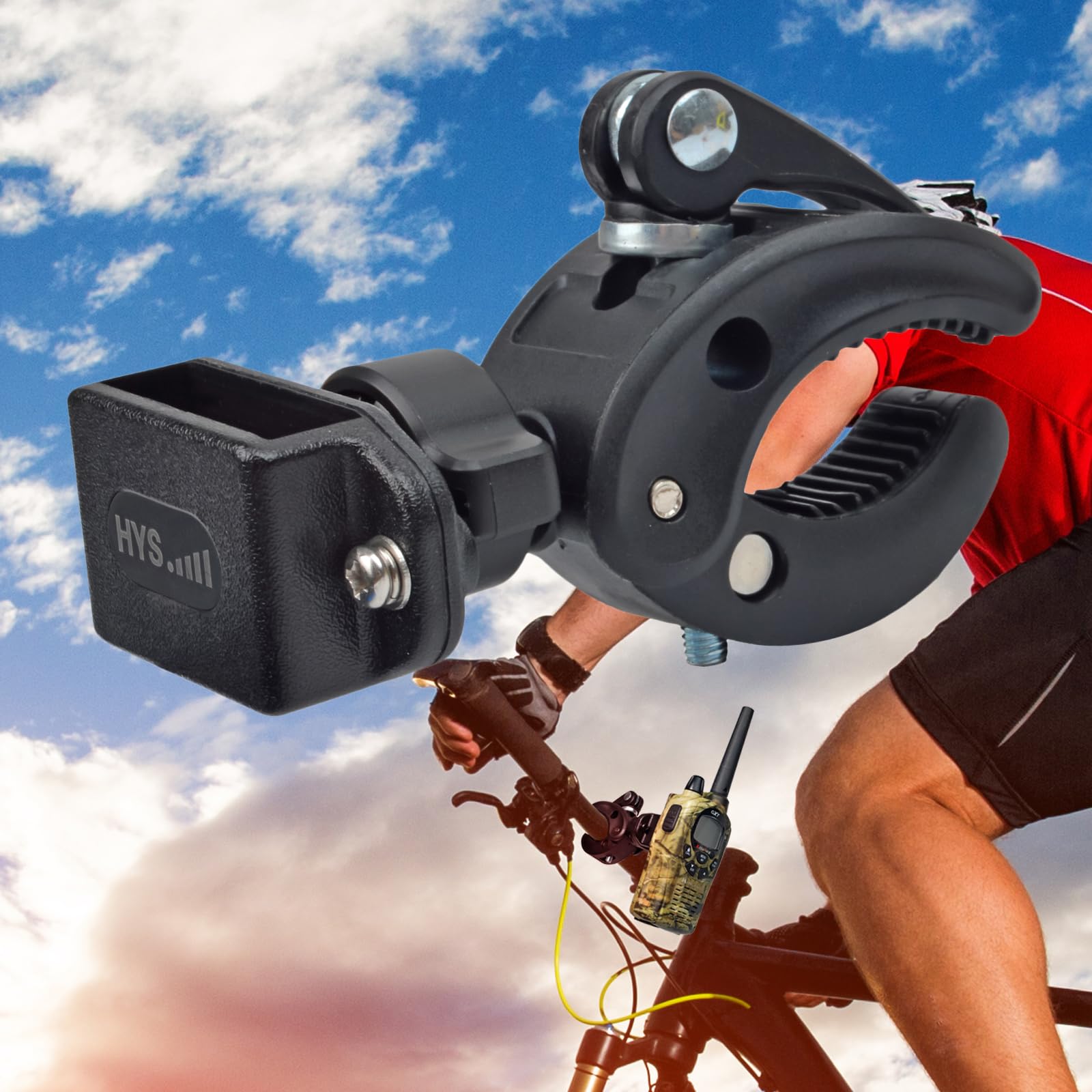 HYS Walkie Talkies Bike Holder, Universal Motorcycle Radio Mount, Compatible with Motorola Talkabout Baofeng UV5R Mini Quick Release (Z-1)