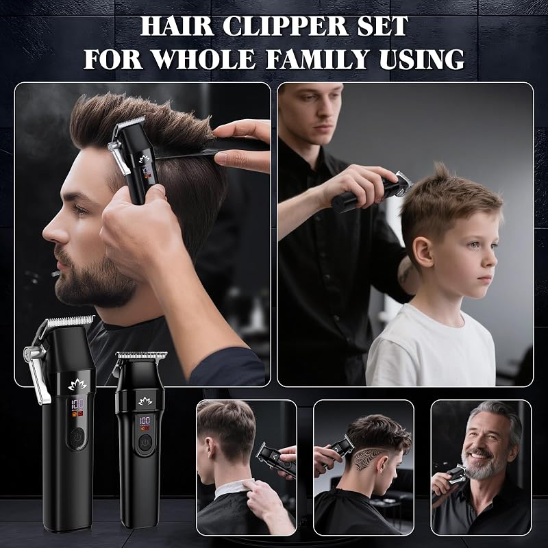 Tagliacapelli da uomo senza fili Trimmer per barba professionale con lama a T trimmer ricaricabile USB Kit per la toelettatura dei capelli Set di tagliacapelli da barbiere Display a LED