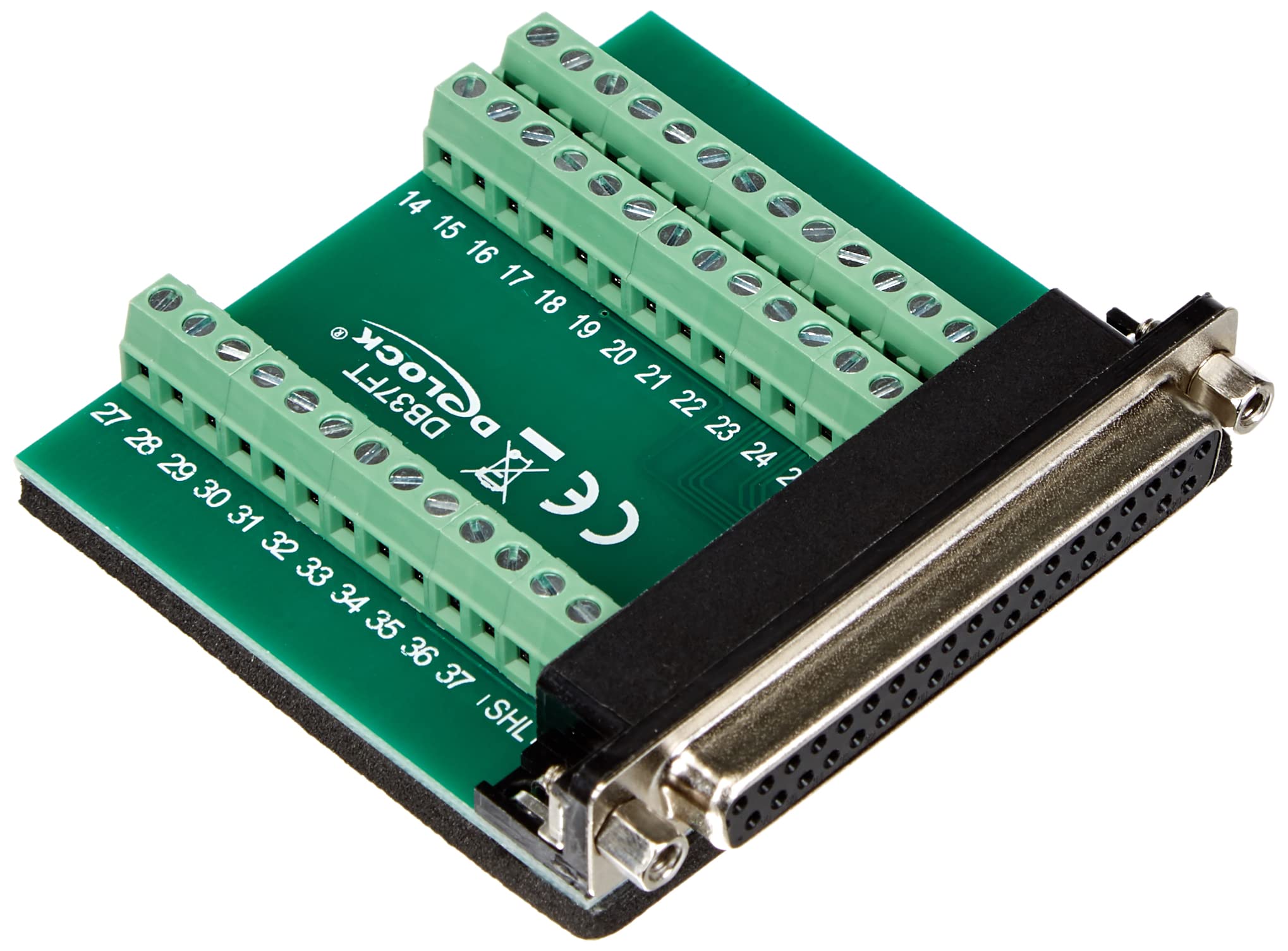 Delock 65319 Adaptor Sub-D 37-Pin Female to Terminal Block 39-Pin, Black, Green
