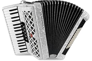 YINGWU Accordion, 34 Keys 60 Bass Premium Accordion for Beginners and Professionals with Backpack and Carrying Strap (White)