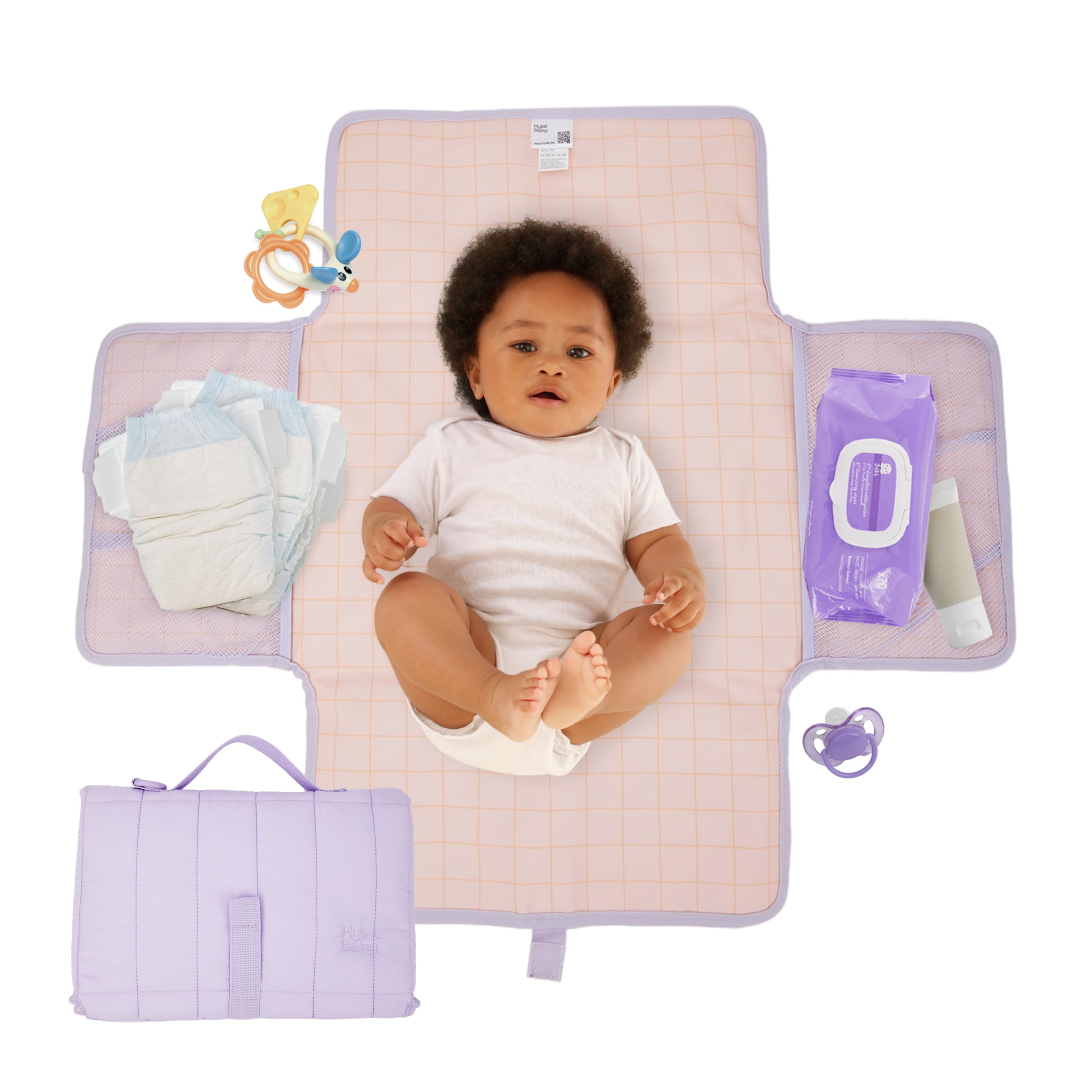 Hylat Baby Changing Mat – Foldable and Waterproof – Lightweight and Portable – with Pockets and Velcro Closure – Ideal for Strollers, Travel and Public Restrooms