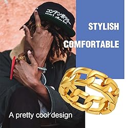 Cuban Link Gold Plated Ring for Man Gift Hip Hop