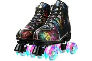 LEAFIS Classic High-Top Roller Skates for Adult Outdoor Skating - Light-Up Four-Wheel Shiny Skates for Women