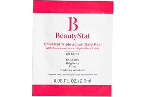 BeautyStat Triple Action One-Step Daily Exfoliating Peel Pad for Uneven Tone, Texture, Fine Lines, Enlarged Pores - Gentle Exfoliator Pad with AHAs, BHAs, Glucosamine to Brighten
