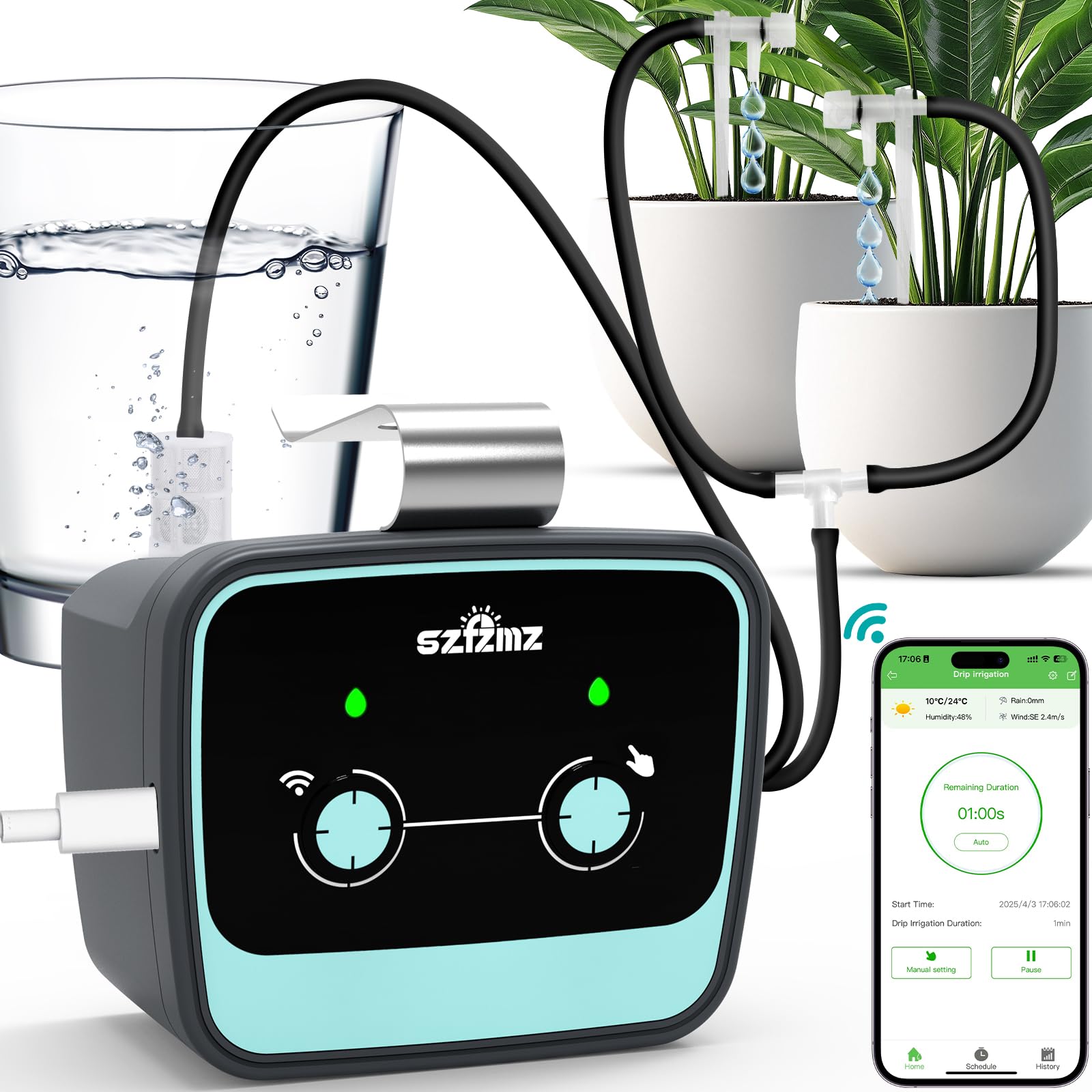 Photo 1 of Drip Irrigation Kit System for Garden, WiFi & App Control Self Plant Watering Devices for Indoor Outdoor, Automatic Watering System with 3 Watering Modes/Water Shortage Alert/Weather Forecasting
