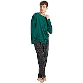 Yoimira Mens Pajama Set-Soft Cotton Long Sleeve 2-Piece Pjs Comfy Sleepwear Loungewear with Pockets