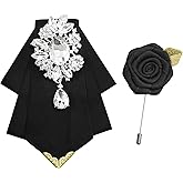 MOHSILY Bow Ties for Men Women Rhinestone Bowtie Solid Mens Bow Tie with Brooch for Suit Tuxedo Wedding Party