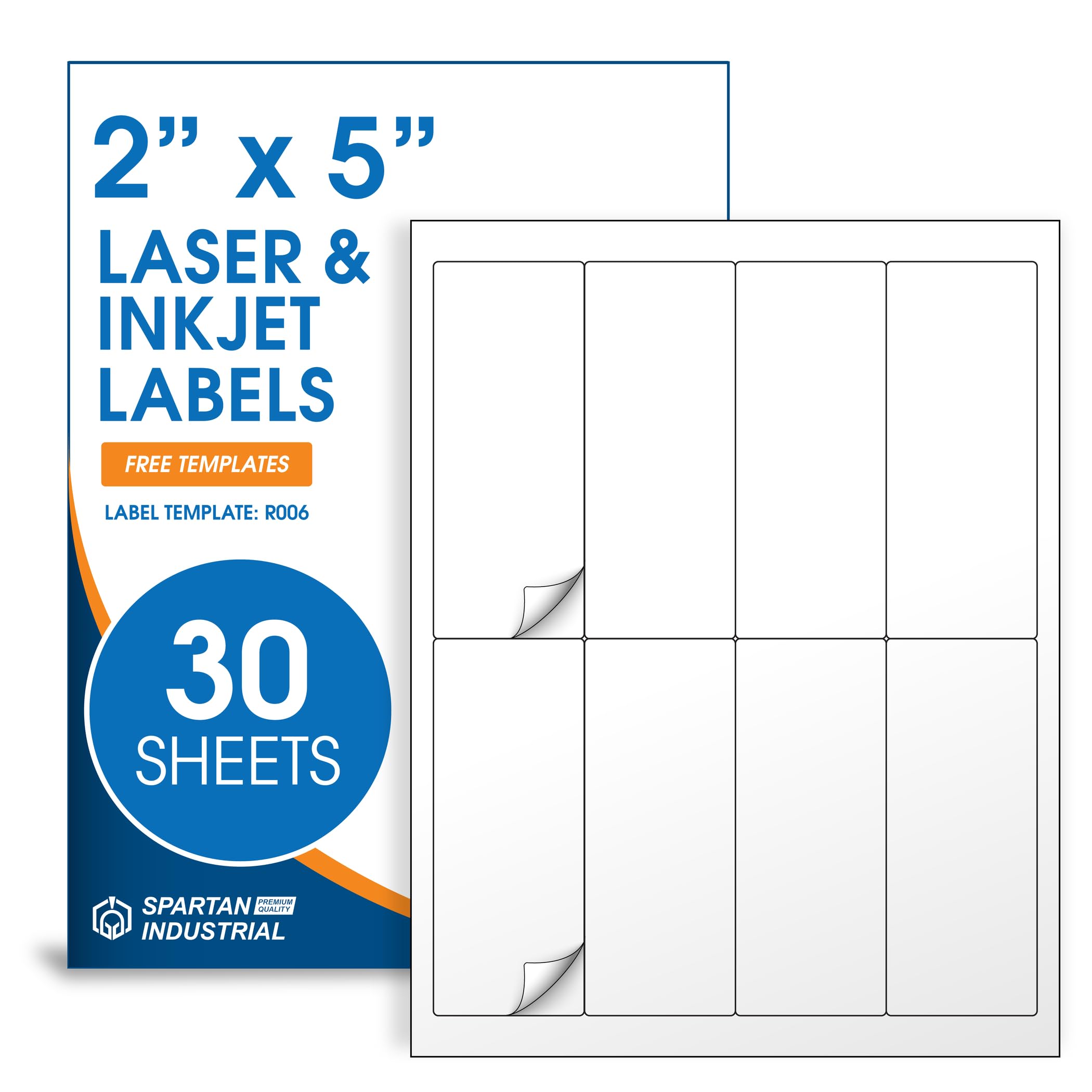 Photo 1 of 2" X 5" Matte White Shipping Labels Compatible with Inkjet and Laser Printers - 30 Sheets, 240 Printable Paper Stickers for Mailing, Packages, Addresses - Spartan Industrial