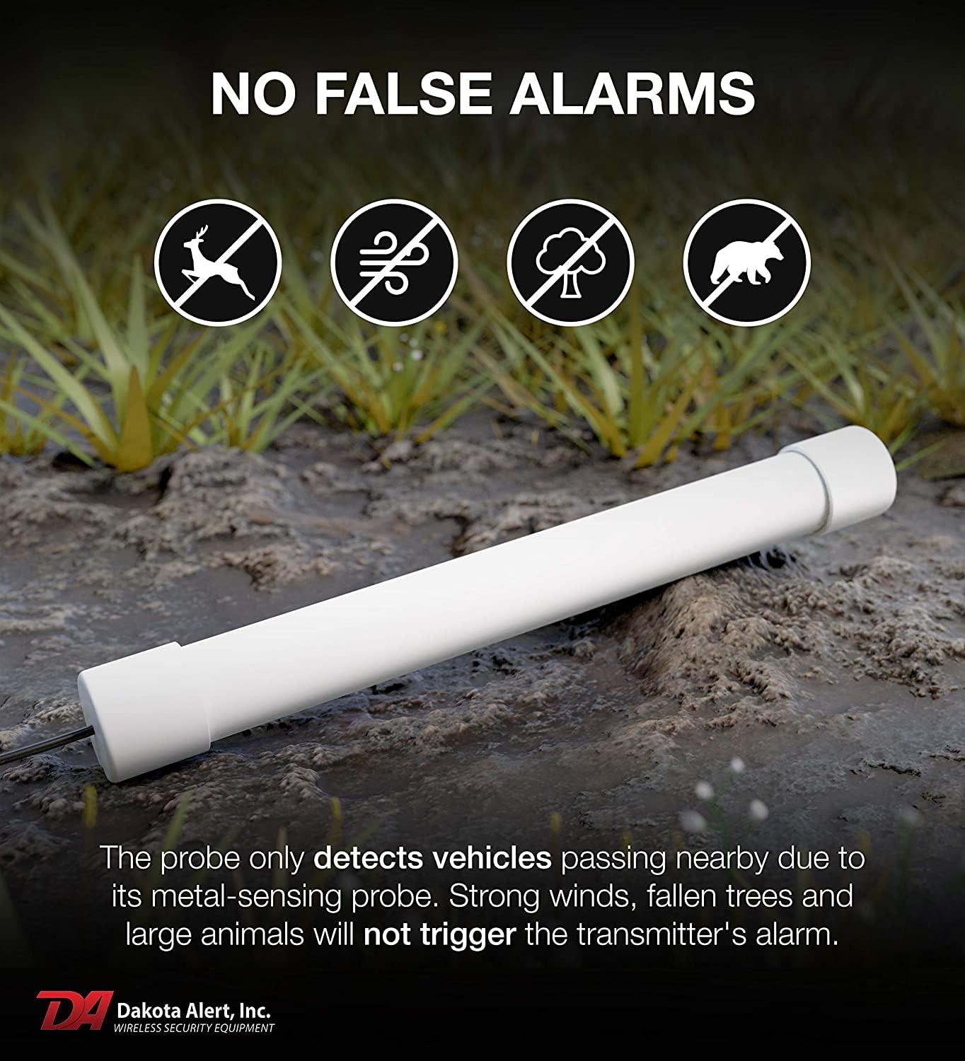 Dakota Alert Driveway Alarm Sensor - DCPA-4k Plus Driveway Alarms Wireless Outside Weatherproof Alert System, 1-Mile-Long Range Sensors, Receiver & Vehicle Detecting Probe Transmitter & 50' Wire