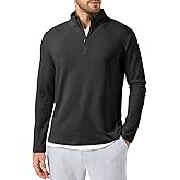 Dokotoo Men Men's Quarter Zip Pullover Fleece Lined Long Sleeve Solid Color Shirts 1/4 Half Zip Sweatshirts