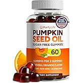 Sugar-Free Pumpkin Seed Oil Gummies (4,000mg/serving) Pumpkin Seed Oil for Hair Growth, Youthful Skin, Prostate Health, Immune & Urinary Tract Support-Natural Source of Essential Fatty Acids-60 Chews