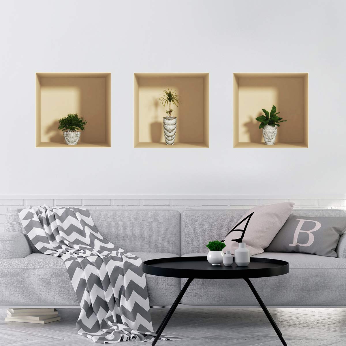 Sticker 3D Effect |Wall Decal Little Palms– Wall Paper Decoration Optical Illusion Room and Living Room - 30 x 90 cm