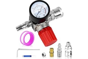 FBANG Air Compressor Pressure Regulator with Dial Indicator, 0-175 PSI Air Gauge for Air Compressor and Air Tools (4-way valve)