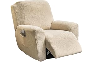 KRFOONN Stretch Recliner Slipcovers Jacquard Sofa Cover 4-Piece Fallon Collection Slipcover Lazy Boy Chair Covers Furniture Protector Recliner Chair Cover with Storage Pocket for Living Room, B12