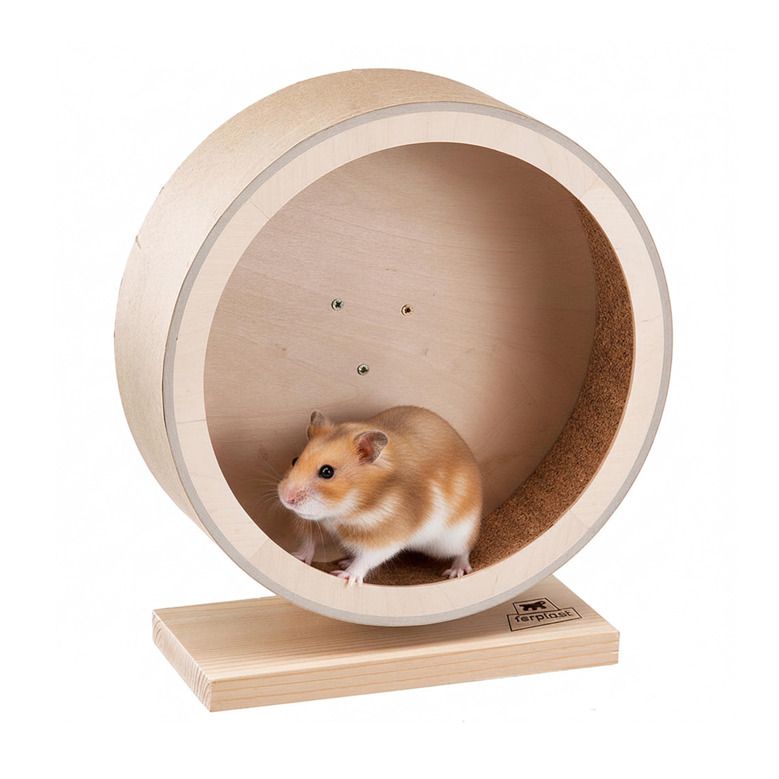 Ferplast Wooden Hamster Wheel, Wooden Toys for Chinchilla Hamster, Running Wheel Diameter 26.4 cm