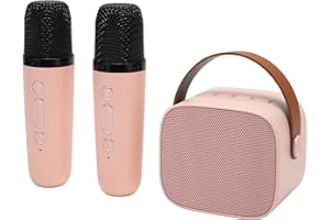 Generic Dynamic Sound Karaoke Machine with 2 Wireless Microphones, KTV Function for Party, Plastic (Pink)