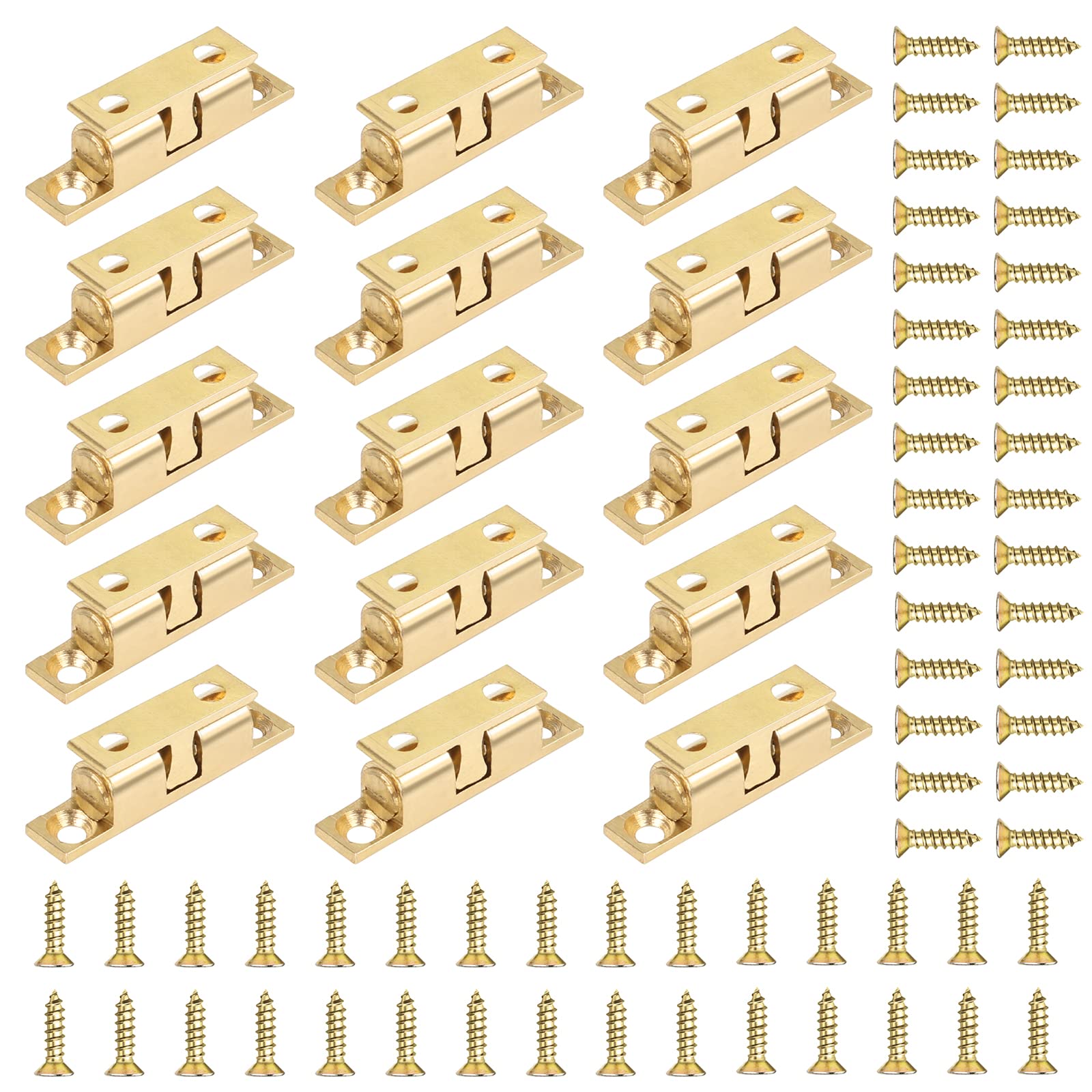 Bubuyun 15 Pieces Double Ball Catch, Brass Ball Catch Double Ball Latch for Cupboard Furniture Door Wardrobe Latch