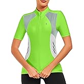 Little Donkey Andy Women's Cycling Jersey Short Sleeve Half Zip Breathable Reflective Cycling Vests Running 4 Rear Pockets Fluorescent Yellow S