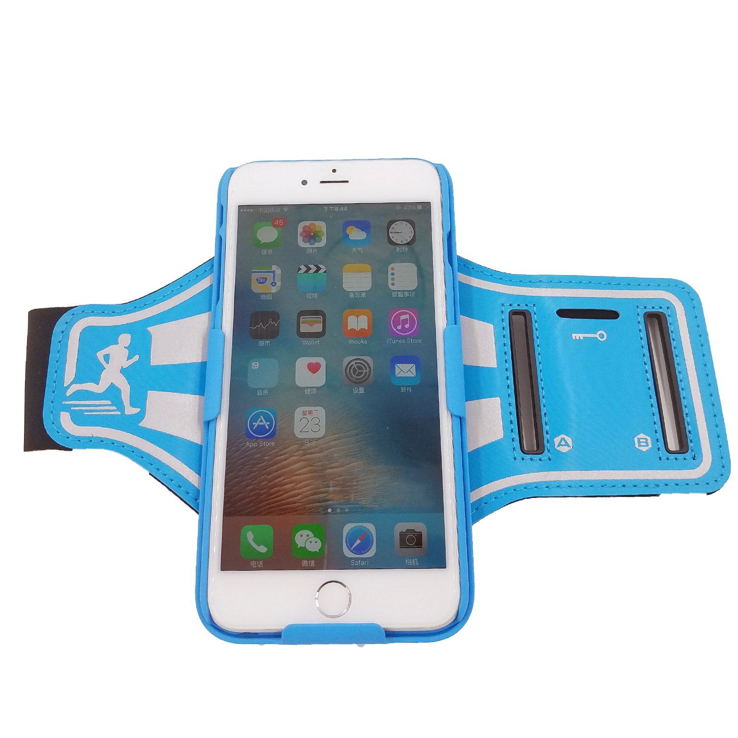 Armband For Running - Egrace iPhone 6S Plus / 6 Plus Armband Running Belt With Slide Holster Defender Case Sweat Proof / Impact Resistant Case for Running GYM Workout Fitness (Blue)