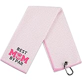 CybGene Mom Golf Towels, Mom Gifts Golf Accessory for Golf Bags, Golf Gifts for Women, Retirement, Birthday, Christmas, 16”x 24” Microfiber Golf Towel