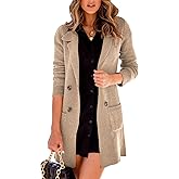 Danedvi Women Open Front Lapel Collar Cardigan Button Down Long Sweaters Cardigan Solid Outerwear Coats