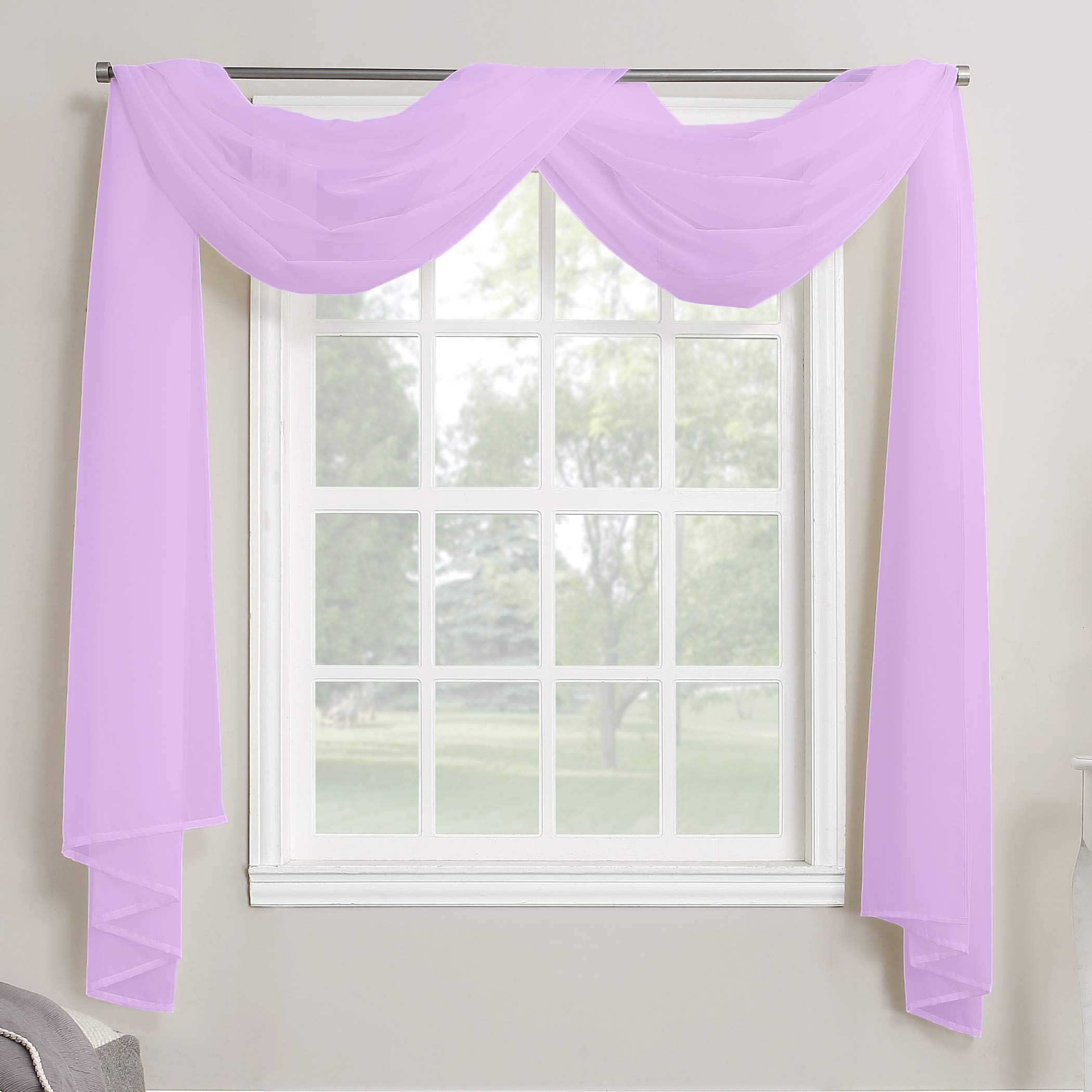 Megachest TAILORED VOILE WINDOW SCARF PELMET 26 color choices (lilac, 56"X197"X1 Panel)