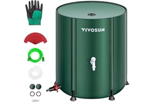 VIVOSUN Collapsible Rain Barrel, 100 Gallon Water Storage Tank with 1000D Oxford Cloth, Portable Rain Collection System Includes Two Spigots and Overflow Kit, Green