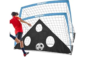 BOHEN 6x4FT/9x5FT Portable Soccer Goals Set of 2, with Carry Bag - Easy Folding Lightweight Fun for Outdoor Indoor Training Games for Kids Youth Adult