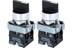 TOKCKYBL (Pack of 2) 22mm 3 Position Momentary Selector Switch, 2NO 660V 10A Industrial Grade Metal Switch with IP65 [Model XB2-20X/33]