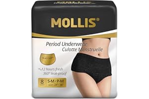 MOLLIS Disposable Period Underwear for Women, Postpartum Panties, Maternity Knickers Heavy Flow Leak Proof, Black,Small/Mediu
