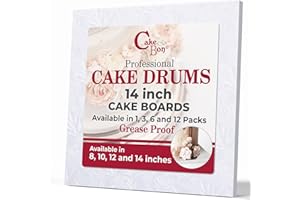 Cakebon Cake Boards Square - Sturdy 1/2 Inch Thick Drums - 14 Inch Professionally Wrapped Edges White 1-Pack