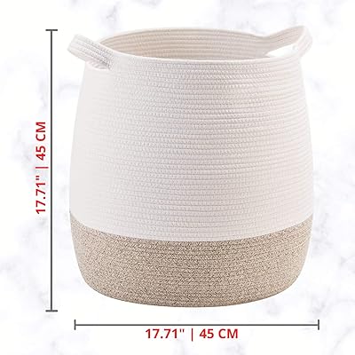 Buy Mintwood Design Large 17 X 17 Inches Decorative Woven Cotton Rope Basket Blanket Basket For Living Room Laundry Basket Hamper Storage Baskets With Handles For Toys Throws Pillows Towels Shoes Online