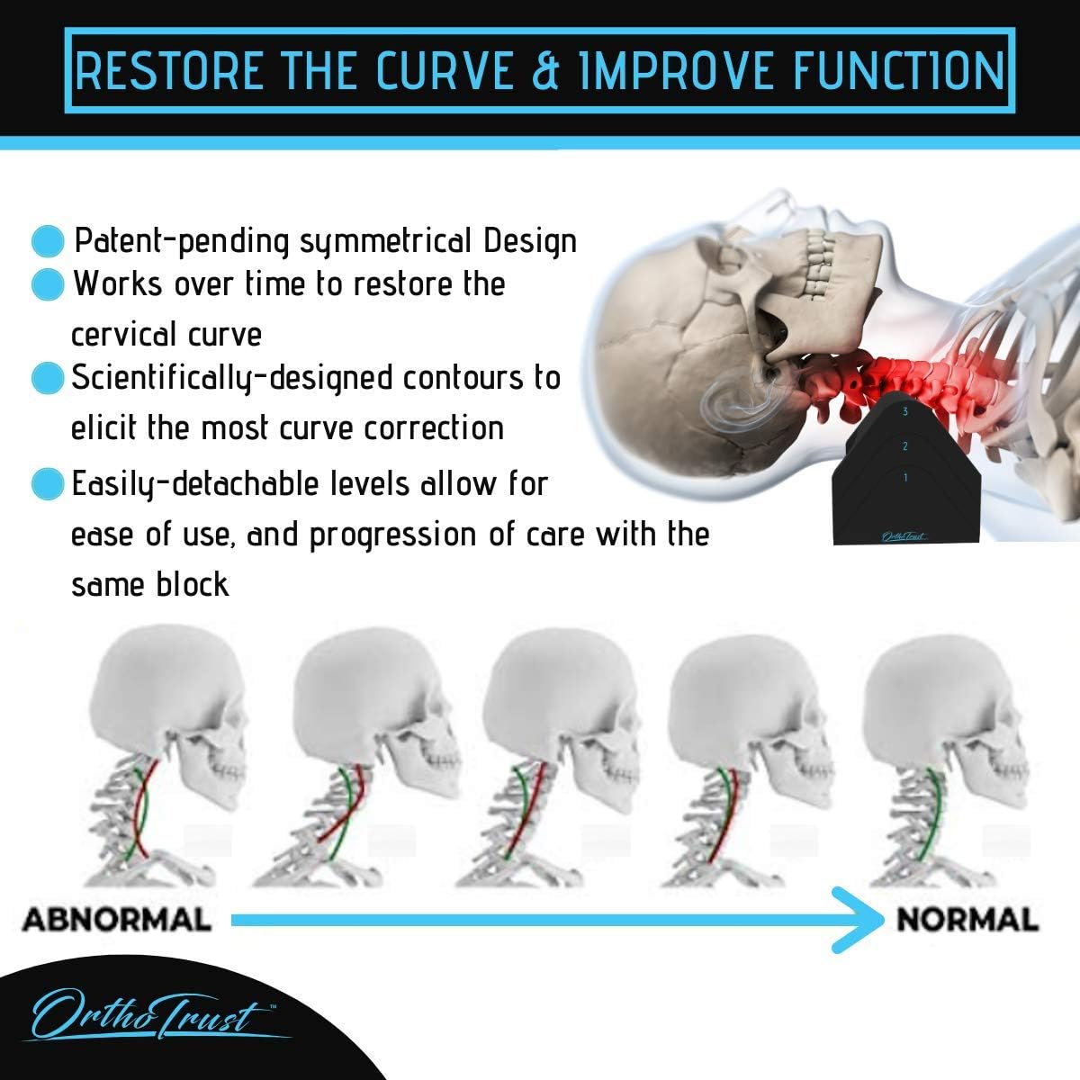 Zenith Cervical Traction Orthotic Chiropractic Neck Corrector 3-in-1 Device for Stretching Forward Head Posture Physical Therapy & Pain Relief: Health & Personal Care
