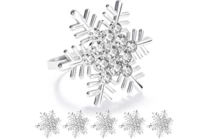 ZeeDix Christmas Silver Snowflake Napkin Rings Set of 6, Napkins Ring for Dinning Table - Rustic Dinner Tables Decoration for Wedding Receptions Christmas Thanksgiving Holiday Party Dinner Parties