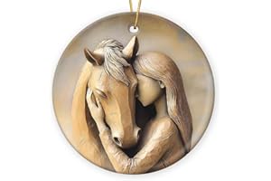 Horse Ornaments for Christmas Tree 2025, Double Sided Ceramic Hanging Decor, Gifts for Women, Keepsake Decorations