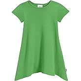 City Threads Girls' Shark Bite Short Sleeve Tunic Top Blouse Shirt Stylish Modern All Cotton for Sensitive Skins SPD Sensory Friendly, Elf, 6