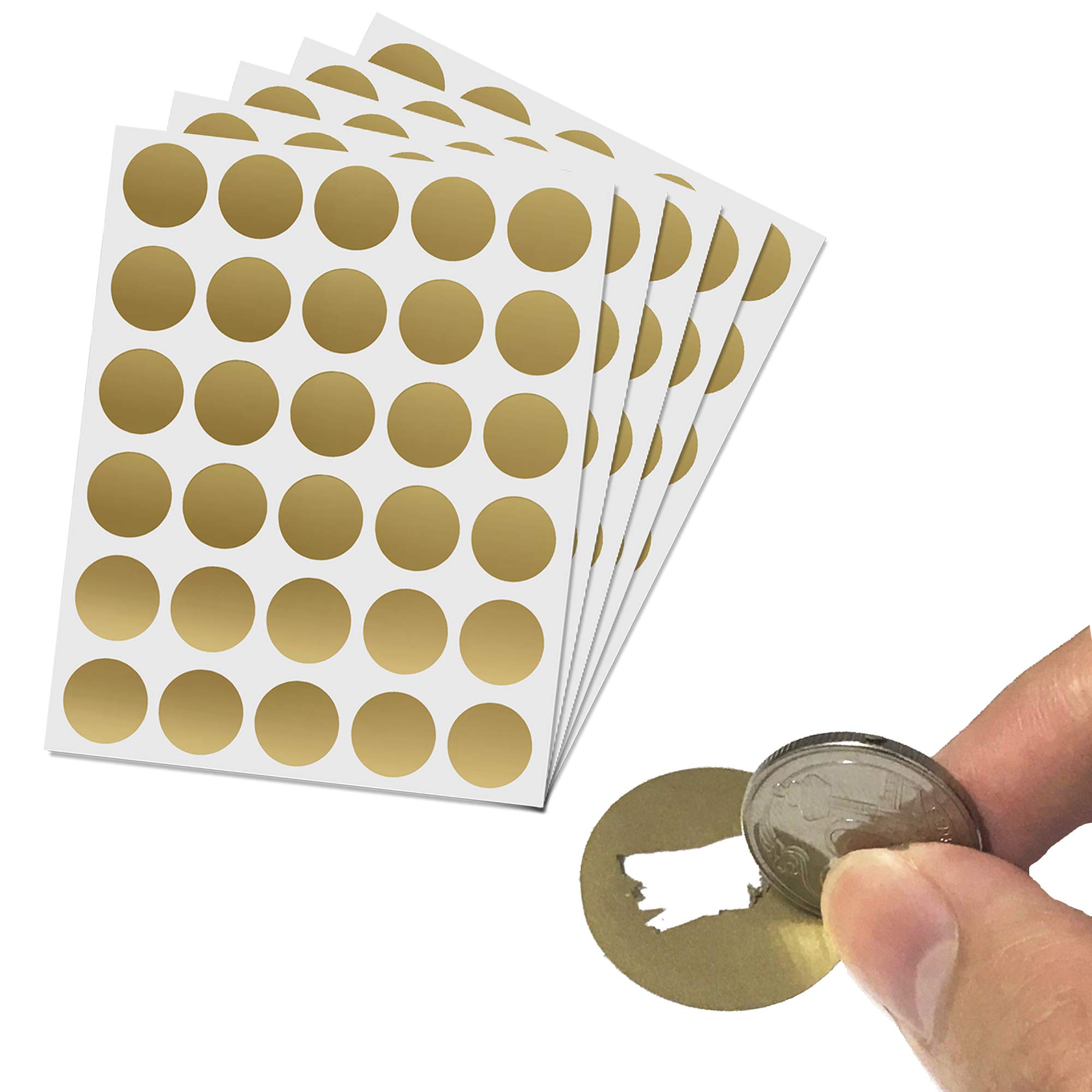2.5 cm Scratch Off Stickers, Round Circle Gold, Pack of 150 — image 1