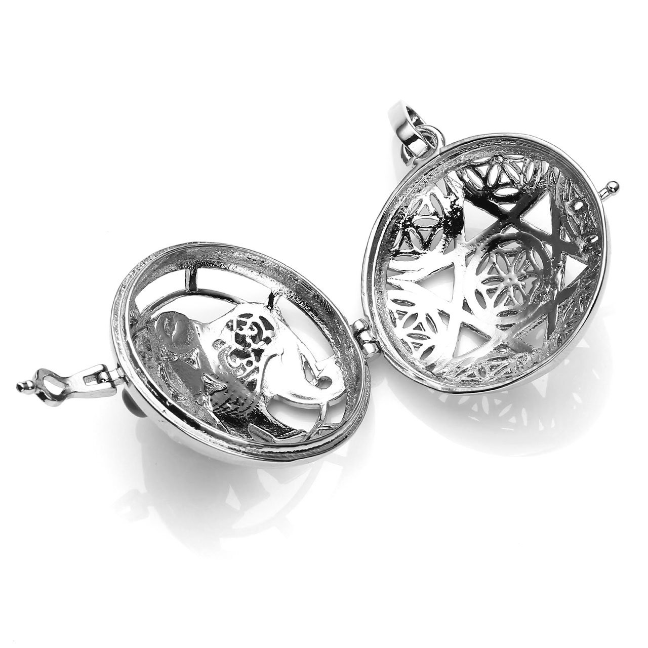 JOVIVI Bijoux Pendentif Collier 7 Pierres Chakras Tibetain Bouddhiste Forme Elephant Argente avec Chaîne + 7 Pierres Laves Colorees Rondes