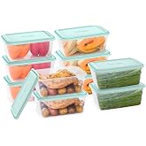 Bentgo Prep 20-Piece 8-Cup Deep-Dish Storage Containers for Meal Prep | PFAS &amp; BPA-Free, Microwave, Freezer, &amp; Dishwasher Safe (Aqua Splash)