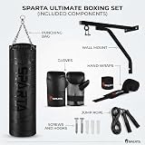 Sparta Boxing Punch Bag Set 4ft Heavy Duty Wall Bracket Gloves Kit view 3